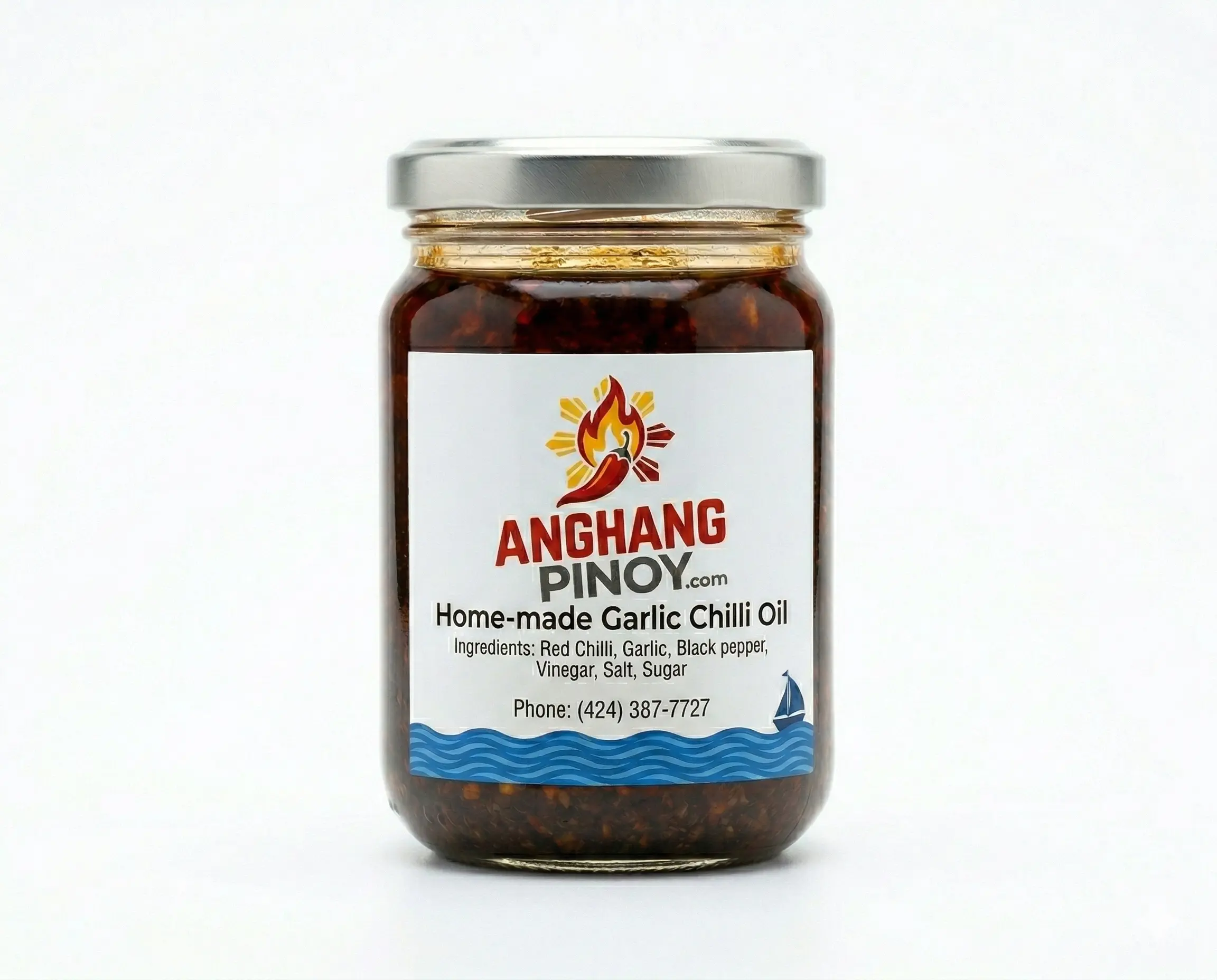 Anghang Pinoy Home-made Garlic Chilli Oil jar
